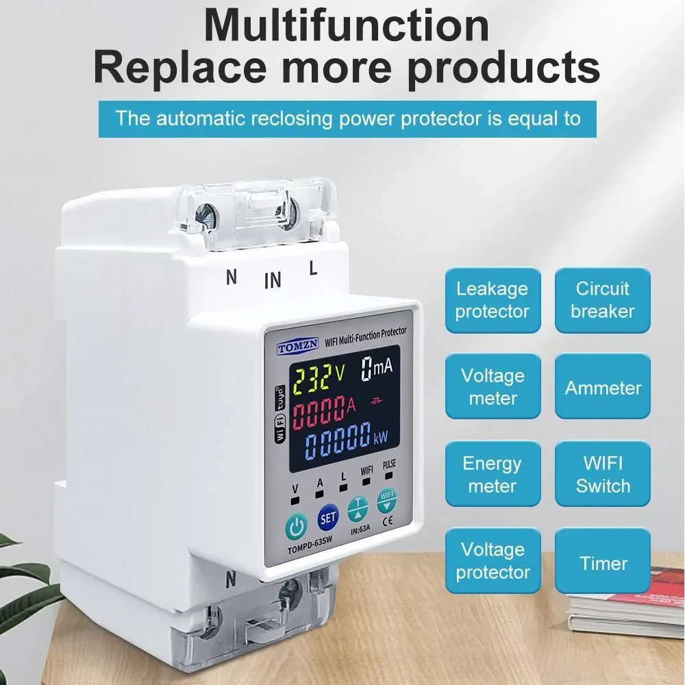 TOMZN TOMPD-63SW WiFi Smart Circuit Breaker with Real-Time Energy Monitoring and App Control