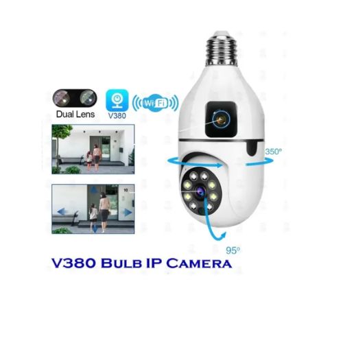 Dual Lens V380 Pro PTZ Bulb IP Night Vision Camera